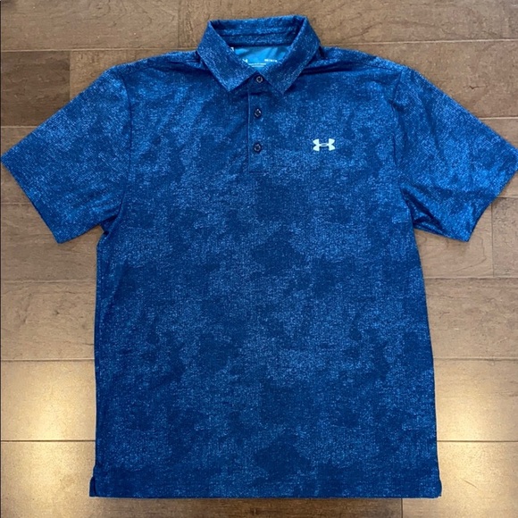 Under Armour Men’s Heathear Blue Graphic Polo - Picture 1 of 4
